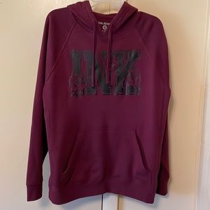 Ink Addict Burgundy Hoodie, Black Writing with Flowers